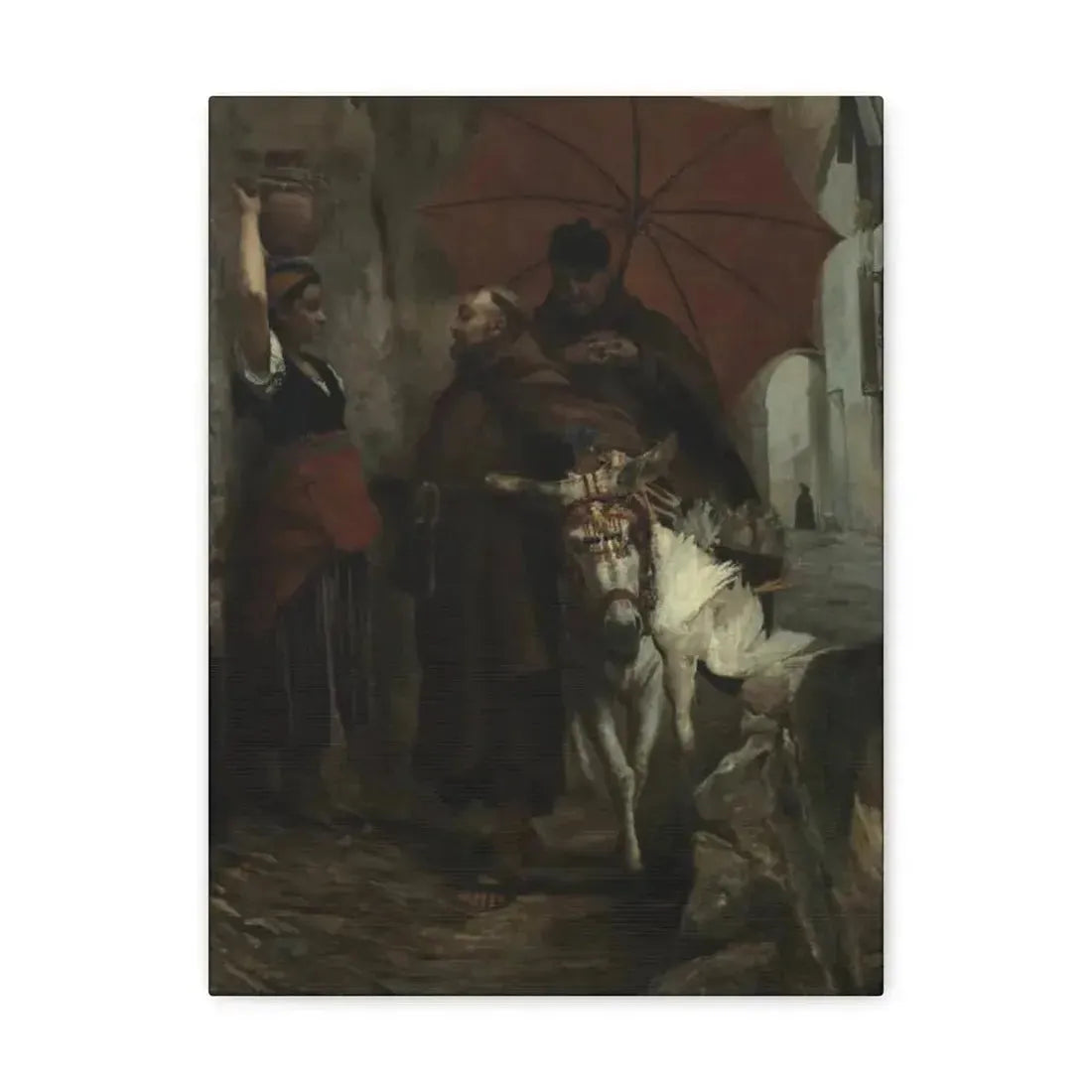 Jehan Georges Vibert (1840-1902) The Distraction - 1888 - Canvas Wall Art 12″ x 16″ 1.25" - The Sticker Space