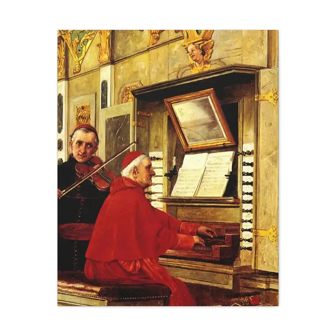 Jehan Georges Vibert (1840-1902) The Duet - 1897 - Canvas Wall Art 24″ x 30″ 1.25" - The Sticker Space