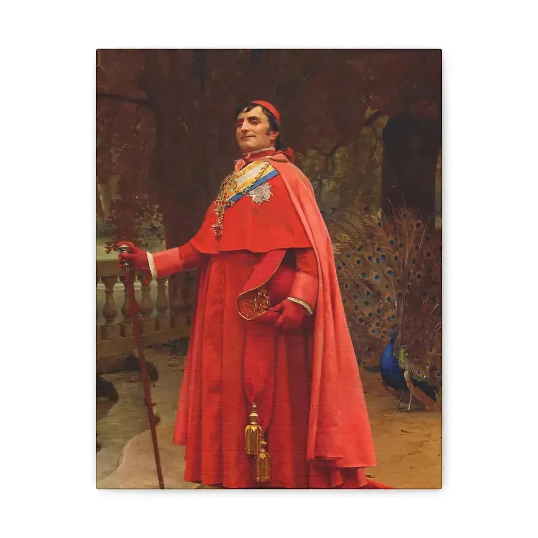 Jehan Georges Vibert (1840-1902) The Preening Peacock - Canvas Wall Art 11″ x 14″ 1.25" - The Sticker Space