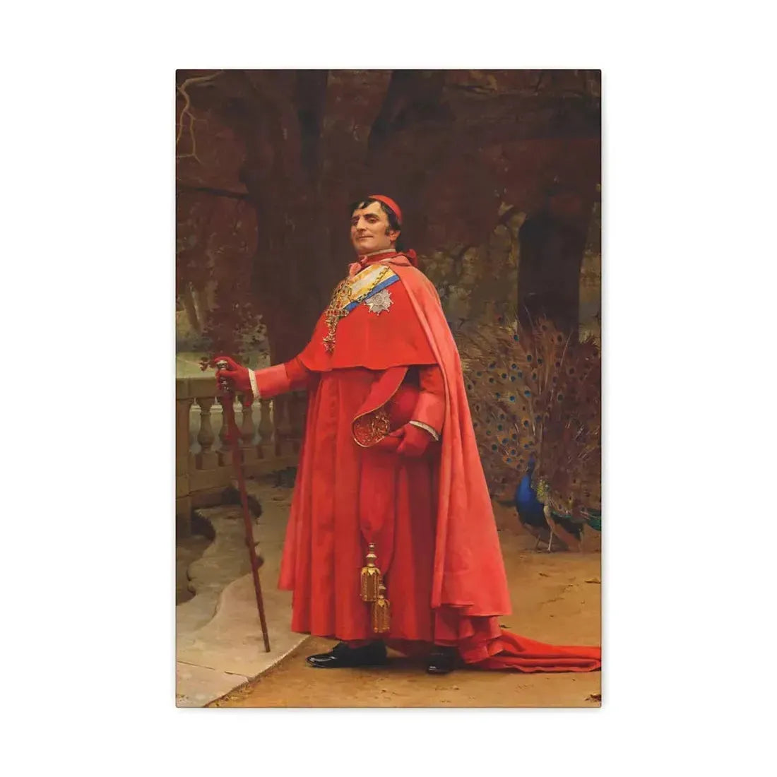 Jehan Georges Vibert (1840-1902) The Preening Peacock - Canvas Wall Art 16″ x 24″ 1.25" - The Sticker Space