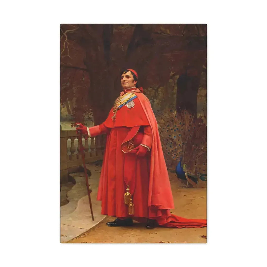 Jehan Georges Vibert (1840-1902) The Preening Peacock - Canvas Wall Art 20″ x 30″ 1.25" - The Sticker Space