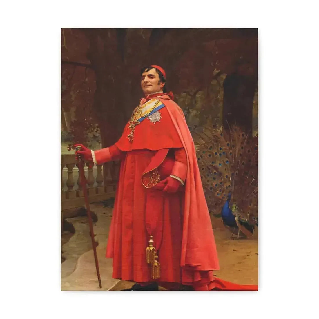 Jehan Georges Vibert (1840-1902) The Preening Peacock - Canvas Wall Art - The Sticker Space