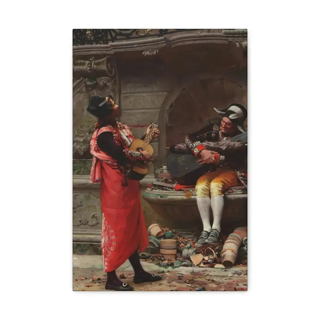 Jehan Georges Vibert (1840-1902) The Serenade - Canvas Wall Art 12" x 18" 1.25" - The Sticker Space