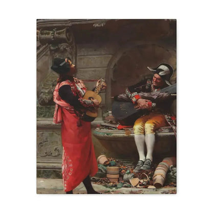 Jehan Georges Vibert (1840-1902) The Serenade - Canvas Wall Art 16″ x 20″ 1.25" - The Sticker Space