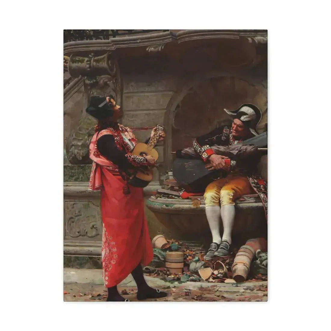 Jehan Georges Vibert (1840-1902) The Serenade - Canvas Wall Art 18″ x 24″ 1.25" - The Sticker Space