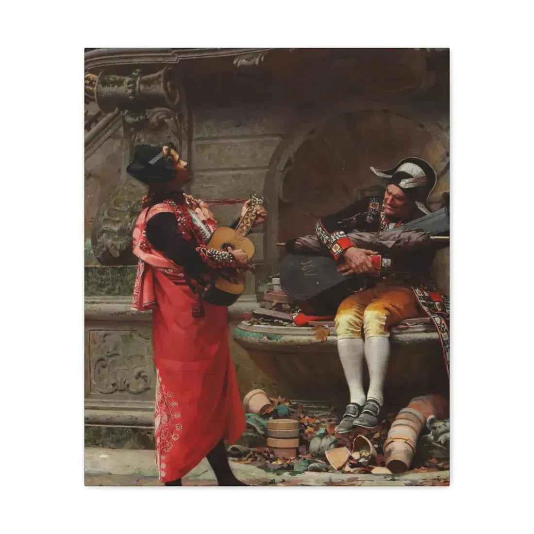 Jehan Georges Vibert (1840-1902) The Serenade - Canvas Wall Art 20″ x 24″ 1.25" - The Sticker Space