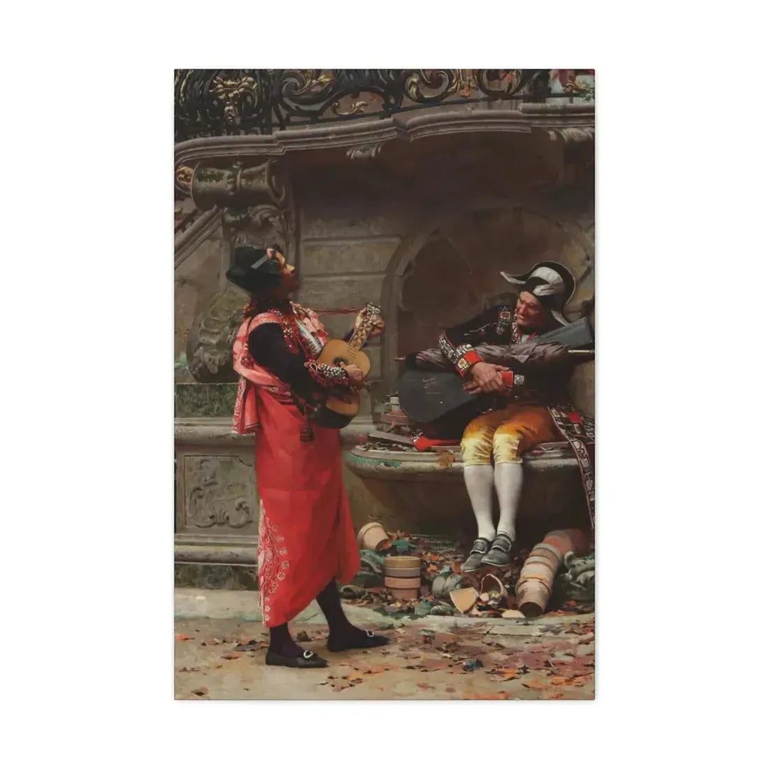 Jehan Georges Vibert (1840-1902) The Serenade - Canvas Wall Art 24″ x 36″ 1.25" - The Sticker Space