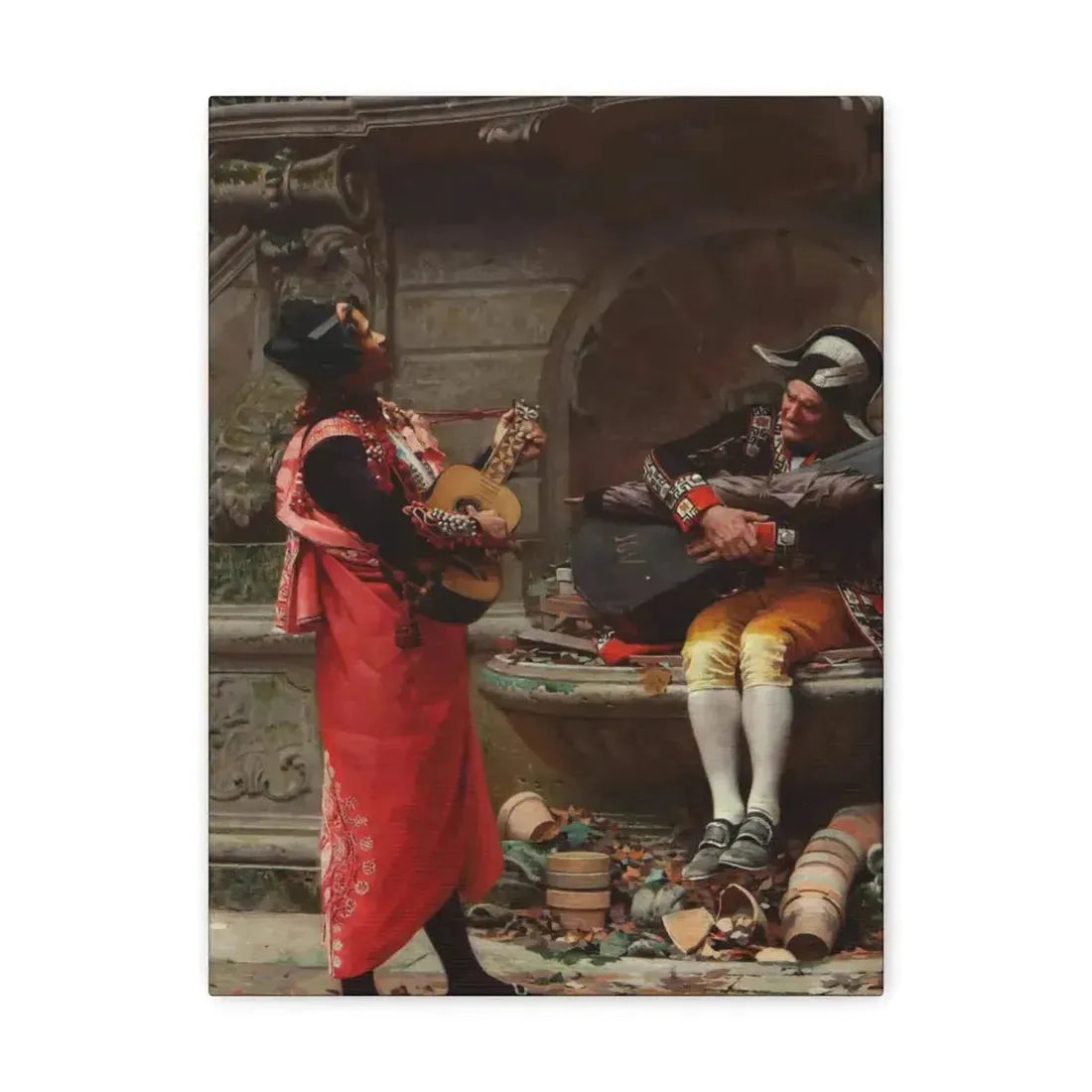 Jehan Georges Vibert (1840-1902) The Serenade - Canvas Wall Art - The Sticker Space