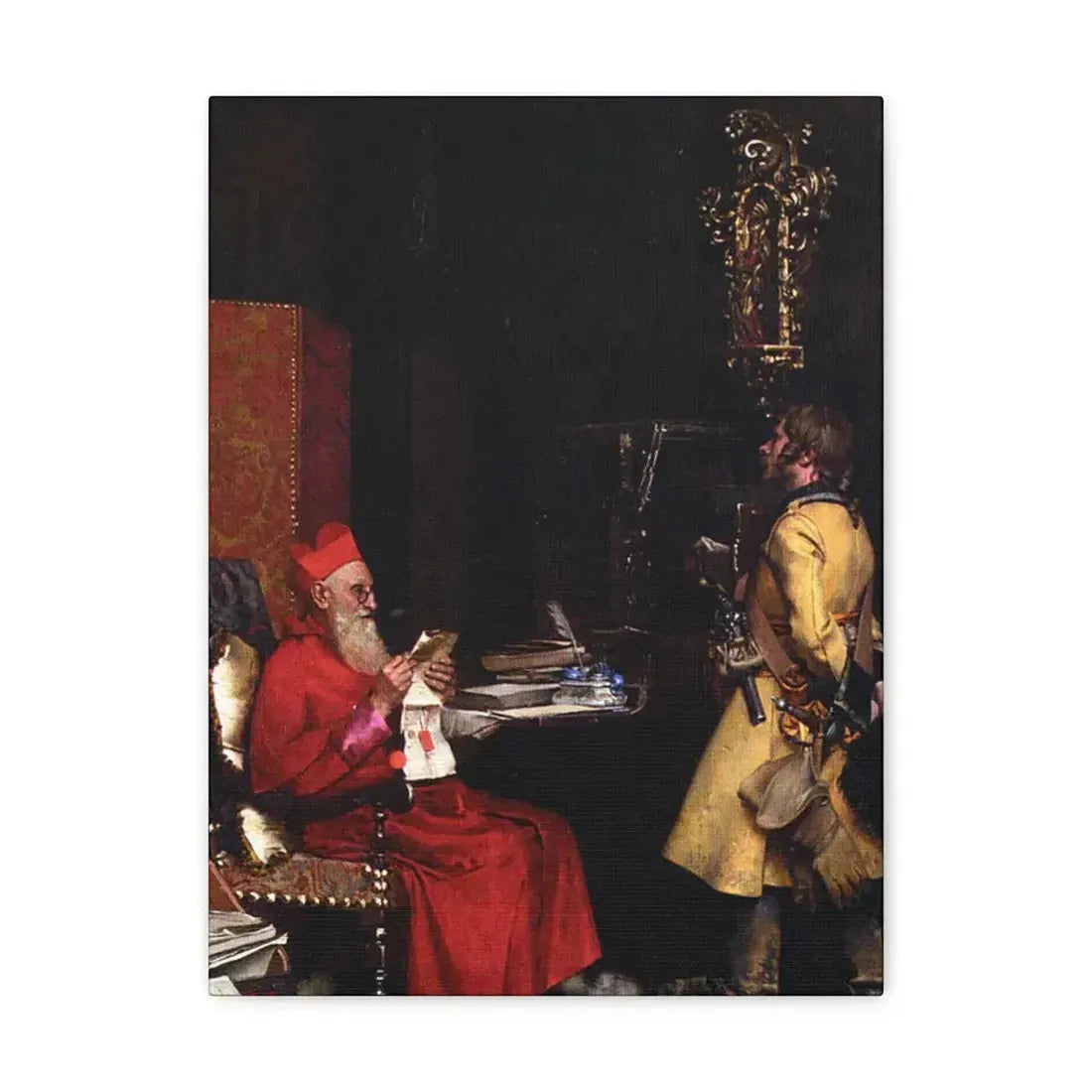 Jehan Georges Vibert (1840-1902) The State Secret 1875 - Canvas Wall Art 12″ x 16″ 1.25" - The Sticker Space