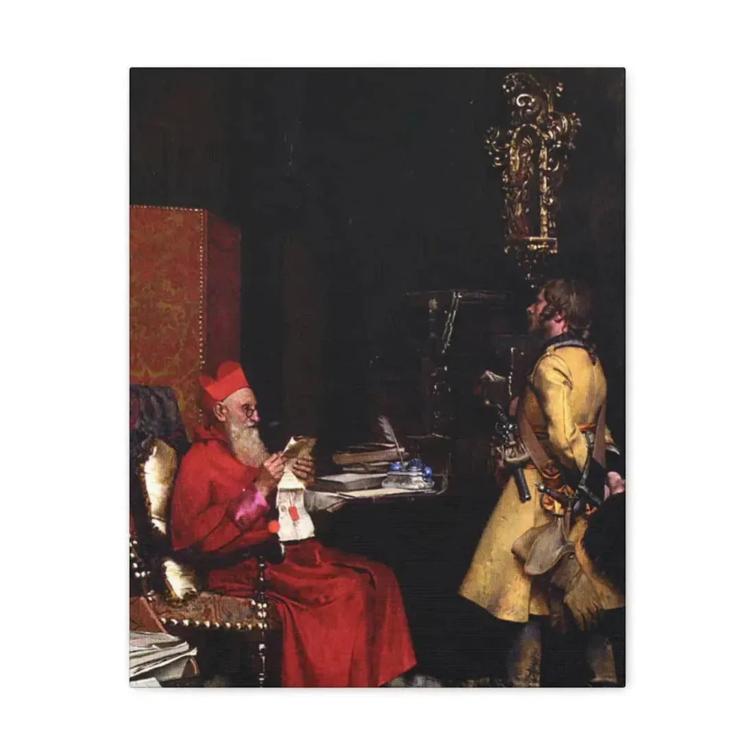 Jehan Georges Vibert (1840-1902) The State Secret 1875 - Canvas Wall Art 16″ x 20″ 1.25" - The Sticker Space