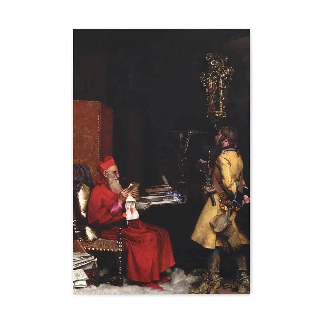Jehan Georges Vibert (1840-1902) The State Secret 1875 - Canvas Wall Art 16″ x 24″ 1.25" - The Sticker Space
