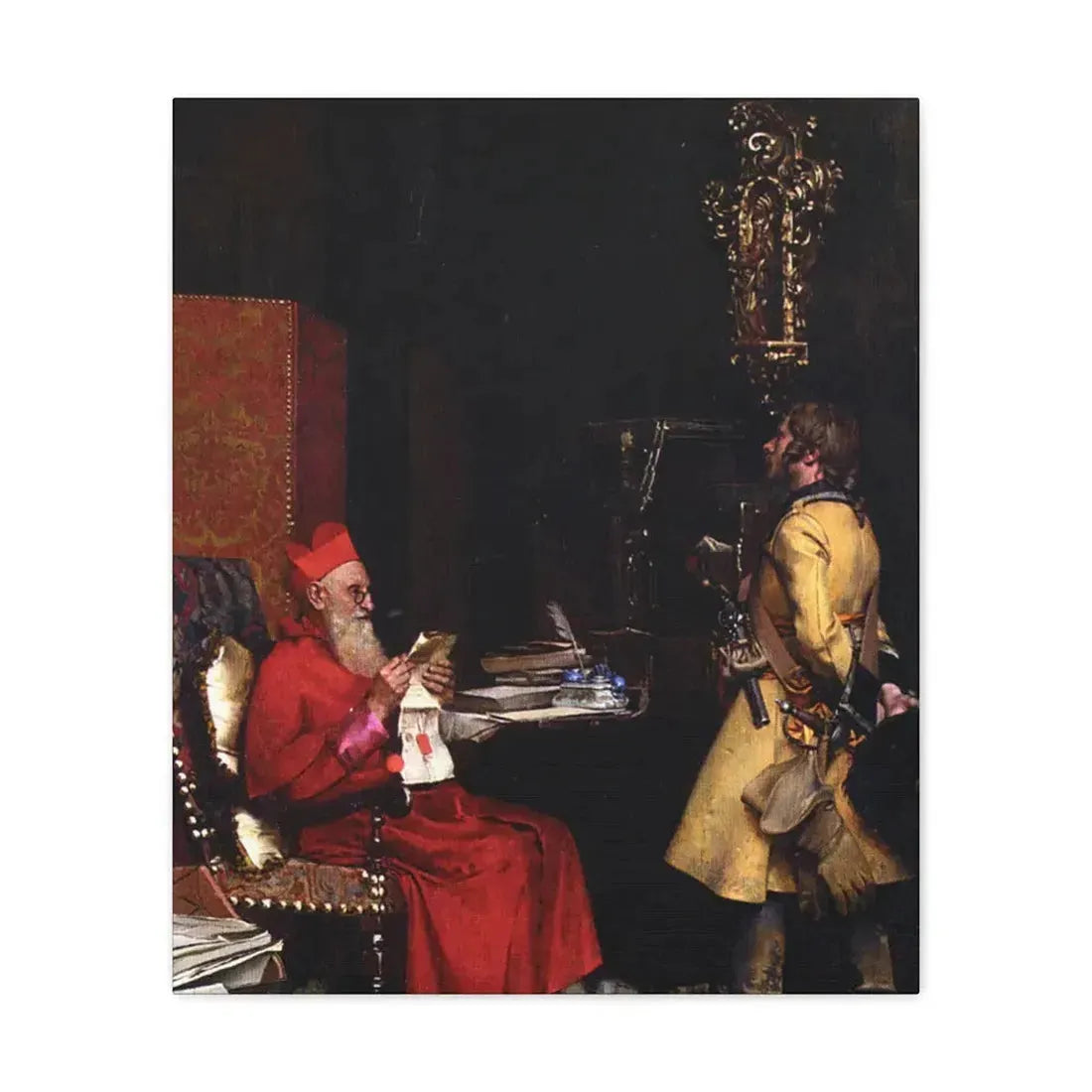 Jehan Georges Vibert (1840-1902) The State Secret 1875 - Canvas Wall Art 20″ x 24″ 1.25" - The Sticker Space