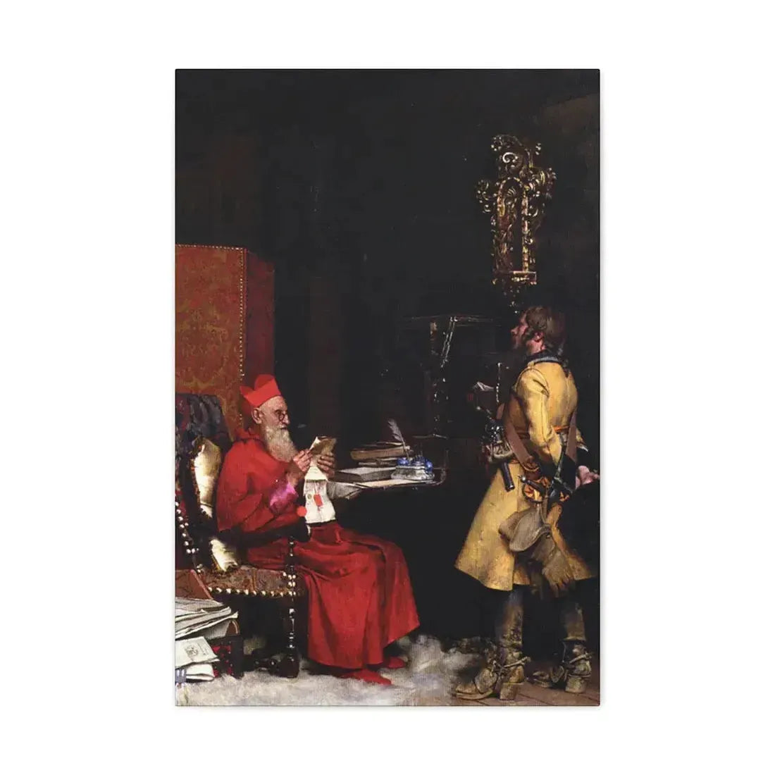 Jehan Georges Vibert (1840-1902) The State Secret 1875 - Canvas Wall Art 20″ x 30″ 1.25" - The Sticker Space