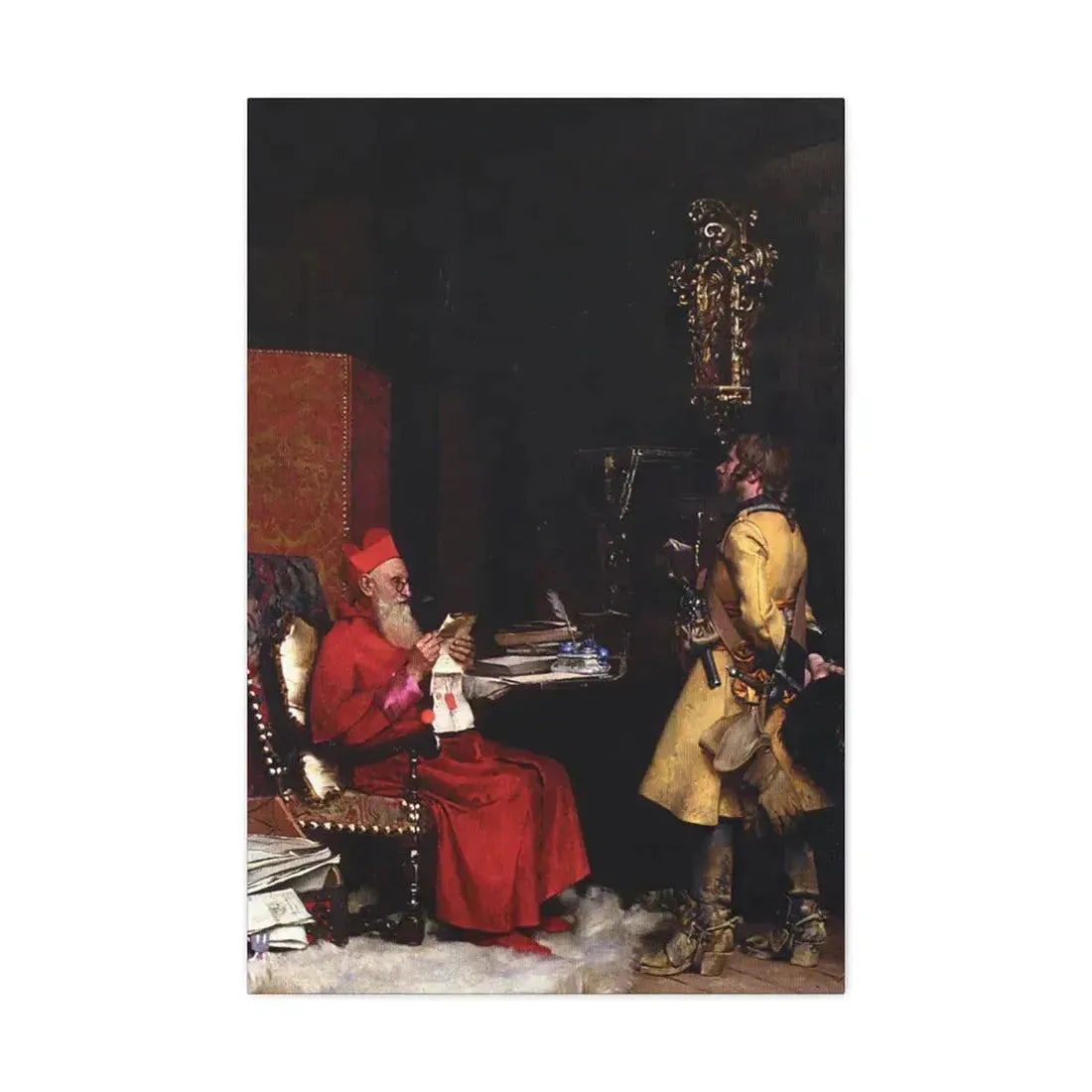 Jehan Georges Vibert (1840-1902) The State Secret 1875 - Canvas Wall Art 24″ x 36″ 1.25" - The Sticker Space