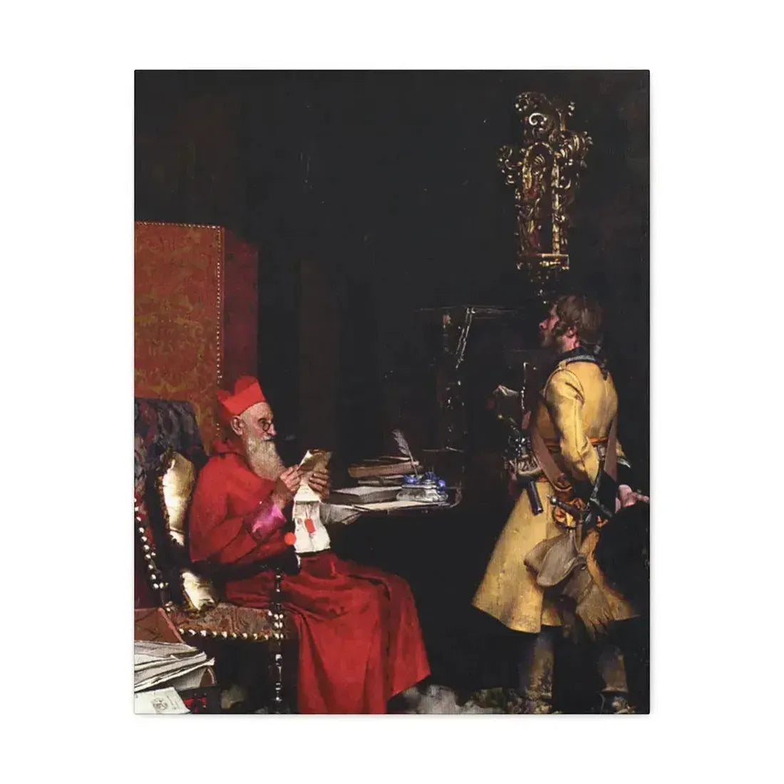 Jehan Georges Vibert (1840-1902) The State Secret 1875 - Canvas Wall Art - The Sticker Space