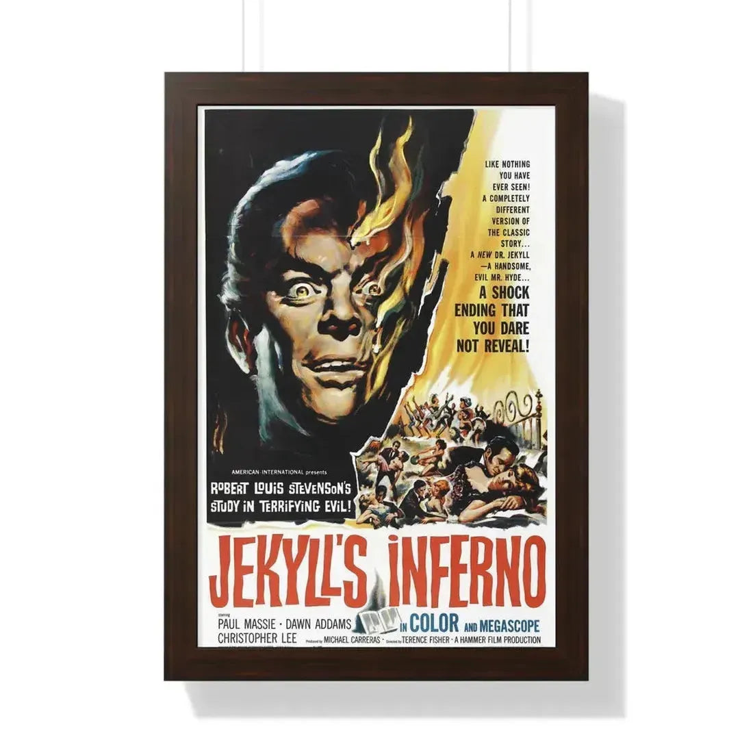 JEKYLL'S INFERNO (THE TWO FACES OF DR. JEKYLL) 1960 - Framed Movie Poster 16″ x 24″ Walnut - The Sticker Space