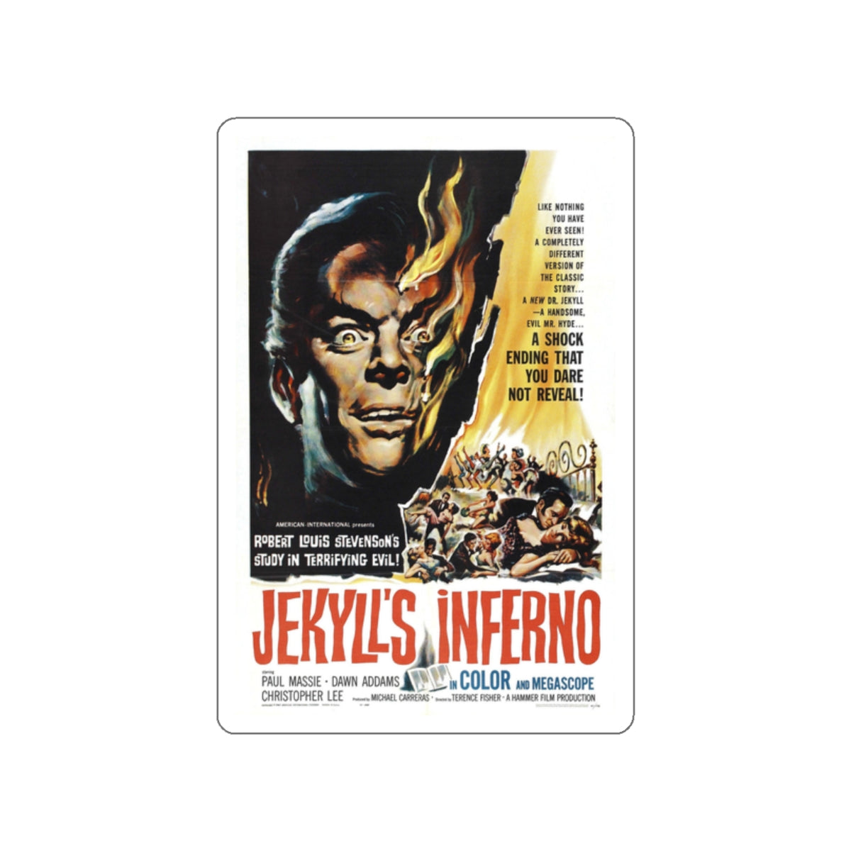 JEKYLL'S INFERNO (THE TWO FACES OF DR. JEKYLL) 1960 Movie Poster STICKER Vinyl Die-Cut Decal-2 Inch-The Sticker Space