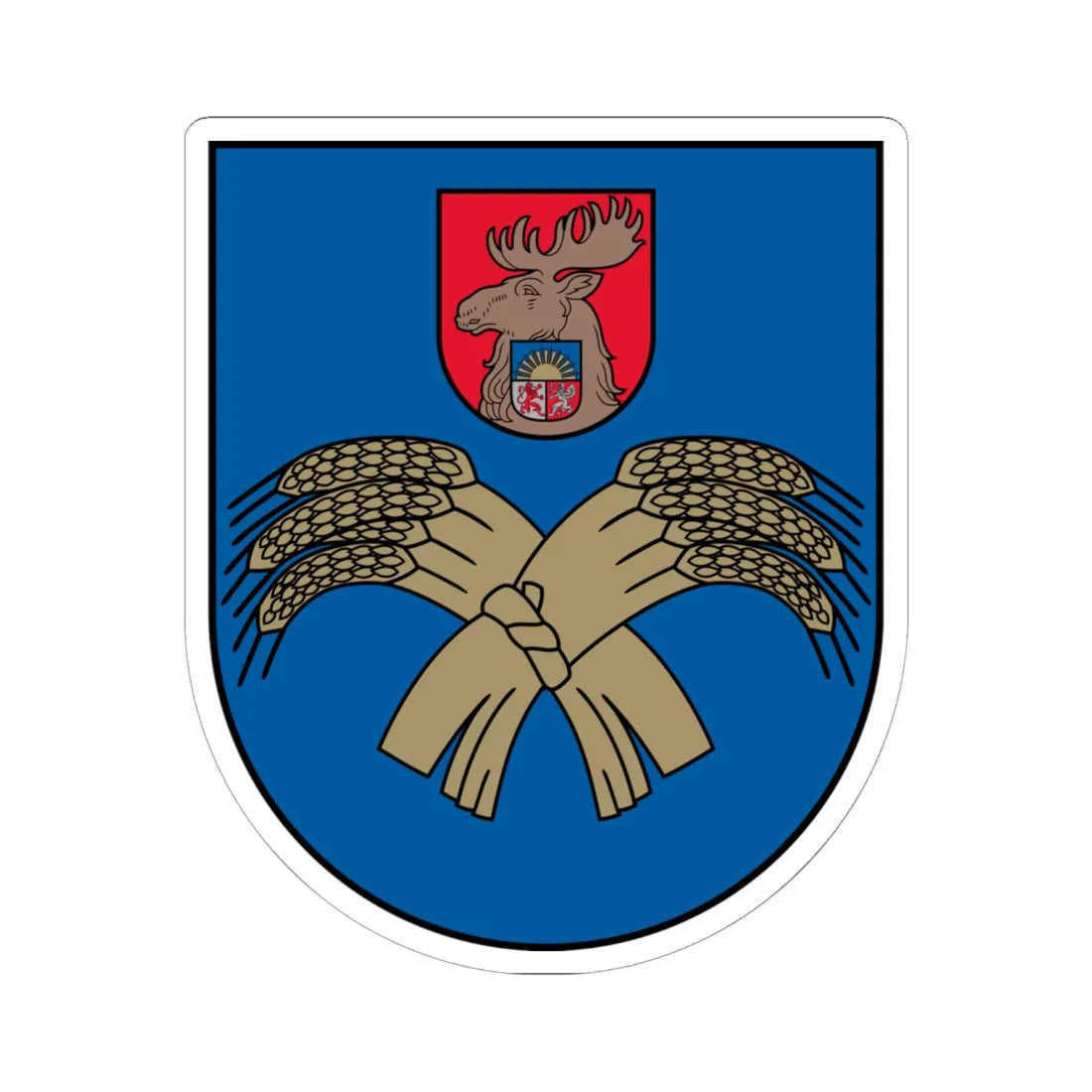 Jelgavas apriņķa ģerbonis (Latvia) (Coat of Arms) STICKER Vinyl Kiss-Cut Decal 6 Inch White - The Sticker Space