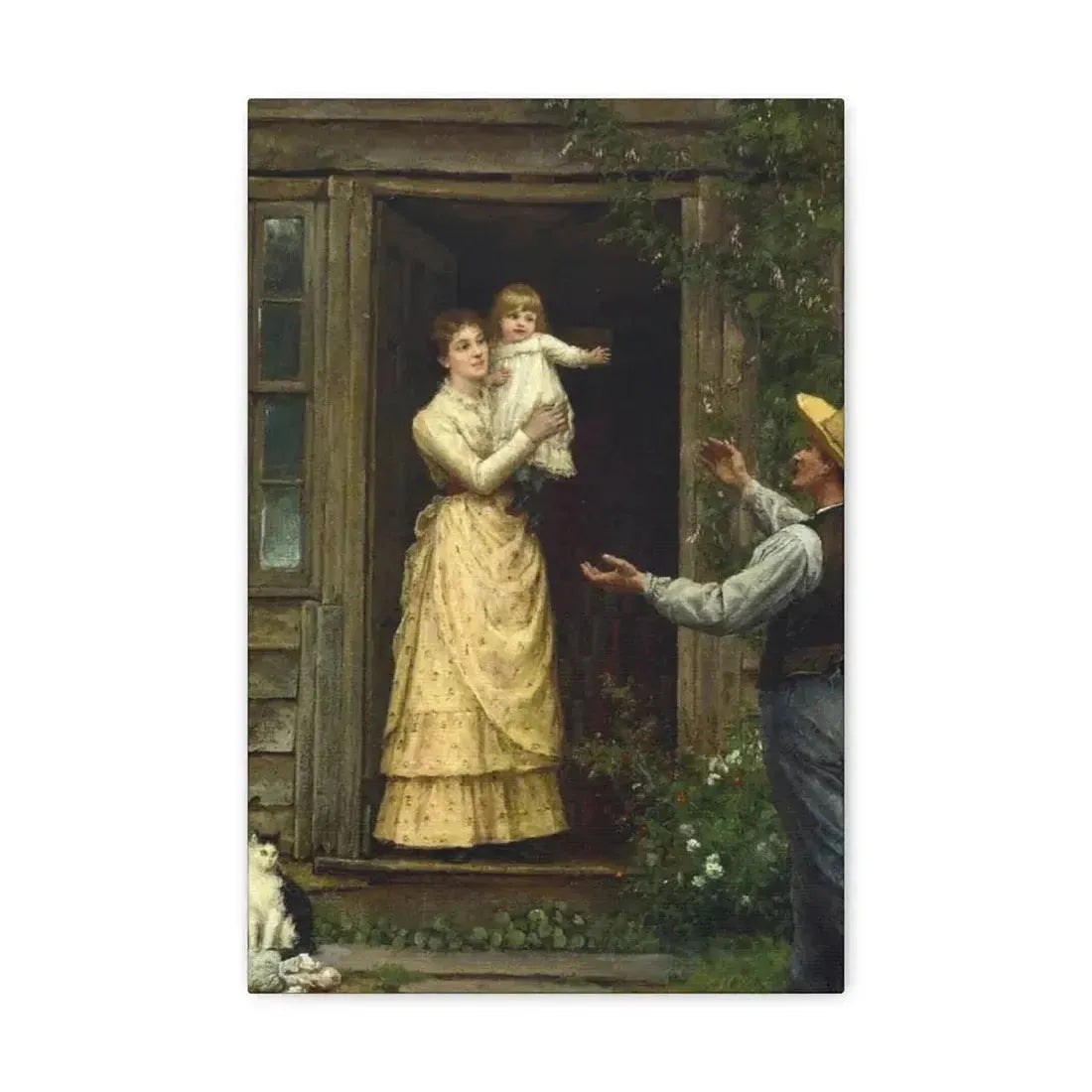 Jennie Augusta Brownscombe (1850-1936) The Homecoming (a classic image of American pioneer life) - 1885 - Canvas Wall Art 12" x 18" 1.25" - The Sticker Space