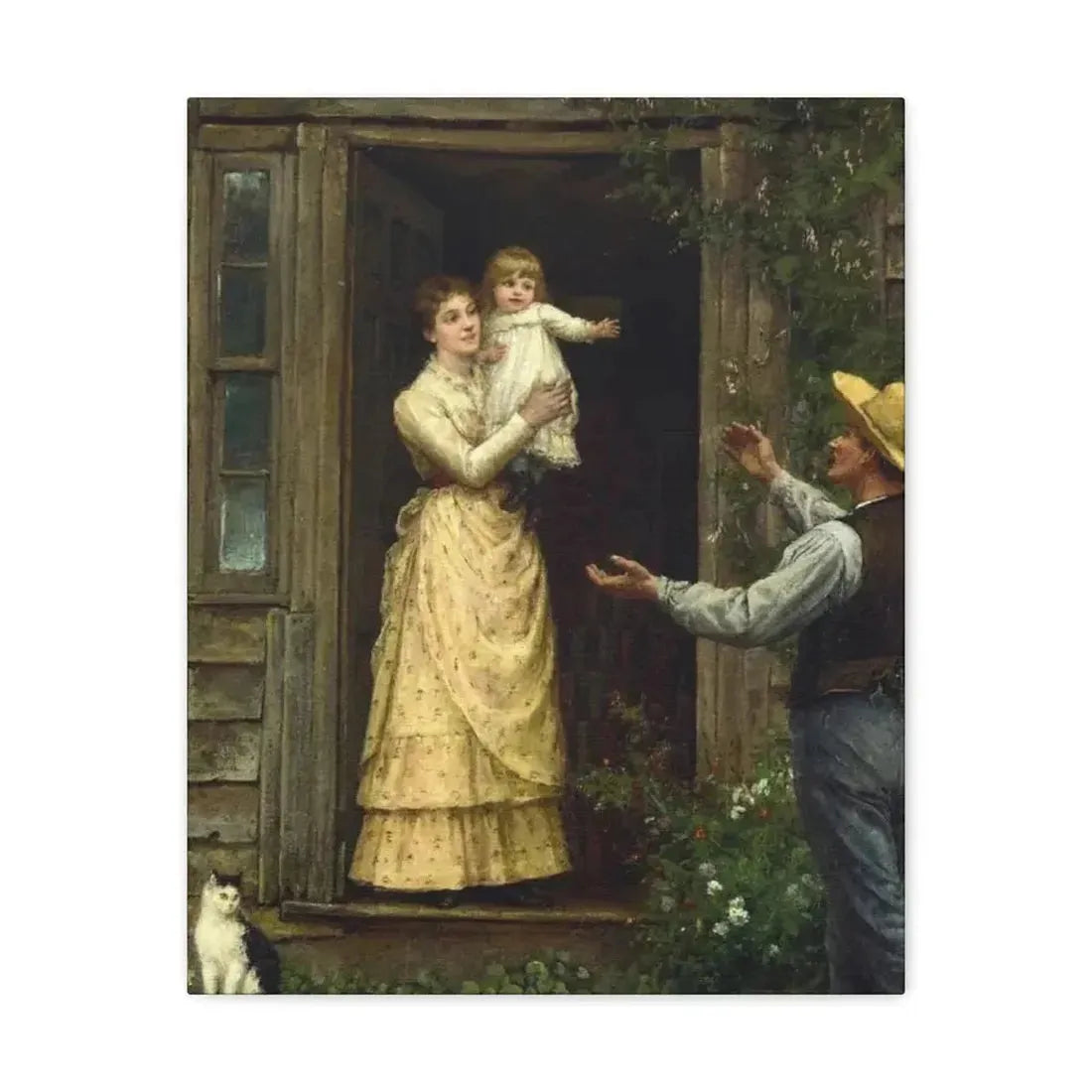 Jennie Augusta Brownscombe (1850-1936) The Homecoming (a classic image of American pioneer life) - 1885 - Canvas Wall Art 16″ x 20″ 1.25" - The Sticker Space