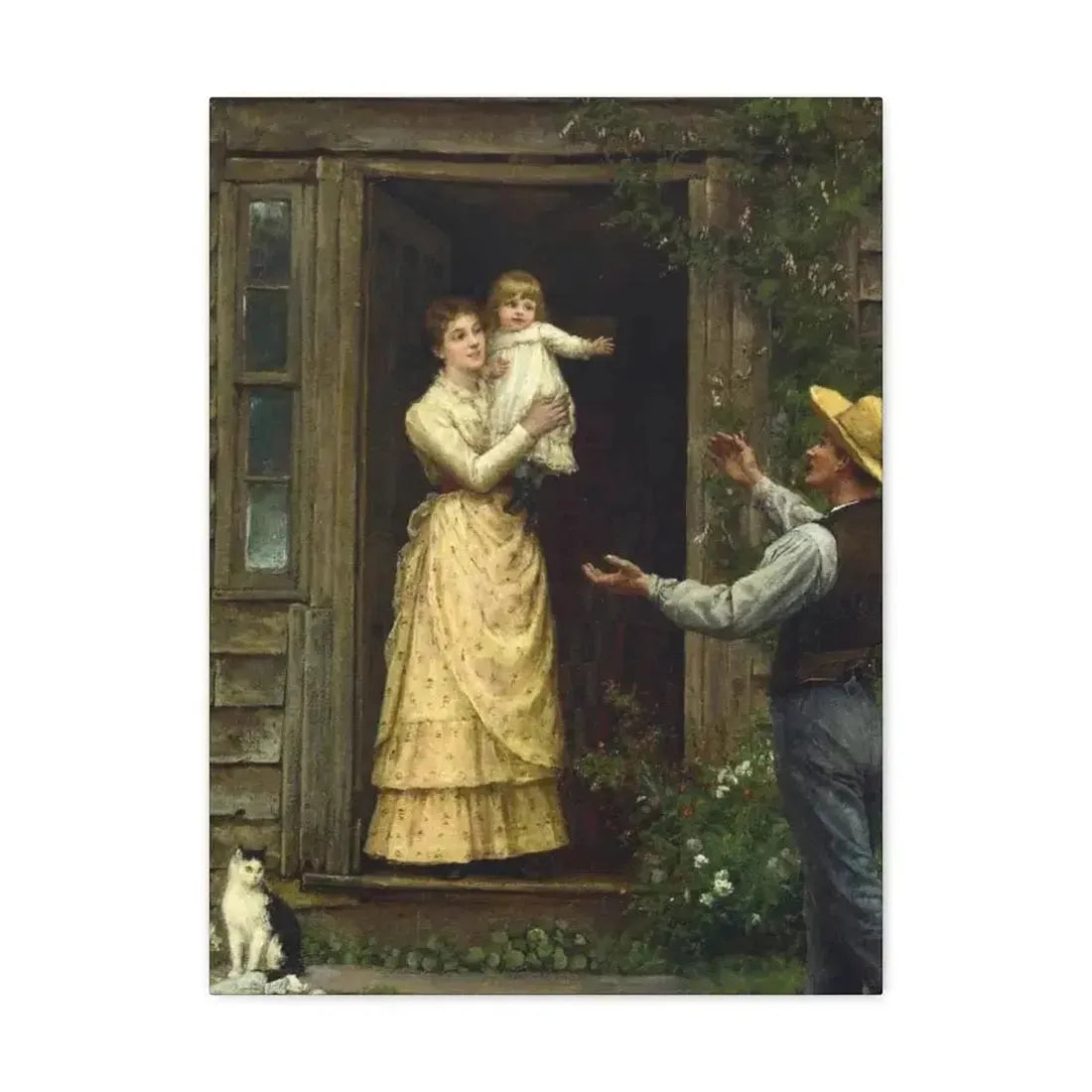 Jennie Augusta Brownscombe (1850-1936) The Homecoming (a classic image of American pioneer life) - 1885 - Canvas Wall Art 18″ x 24″ 1.25" - The Sticker Space
