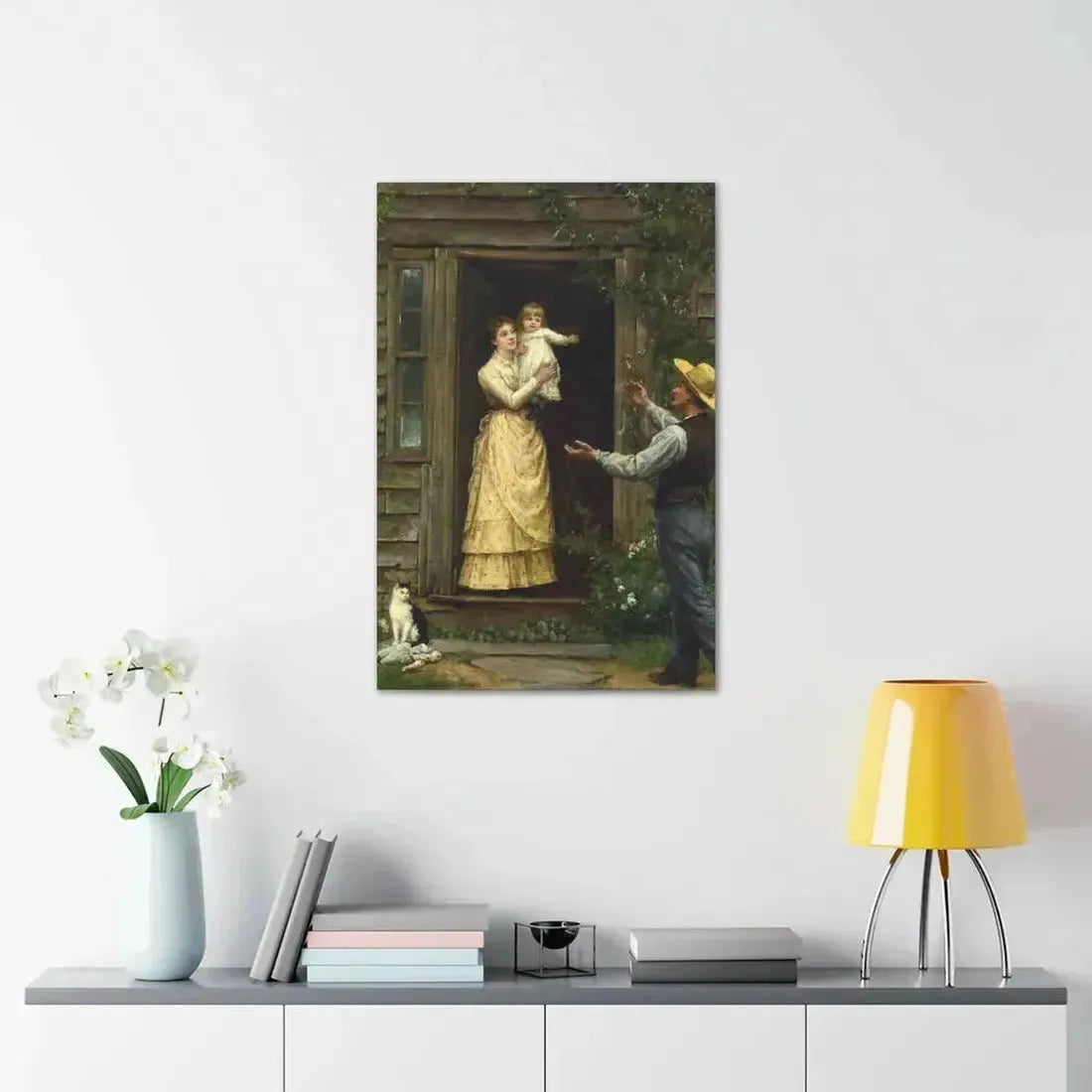 Jennie Augusta Brownscombe (1850-1936) The Homecoming (a classic image of American pioneer life) - 1885 - Canvas Wall Art - The Sticker Space