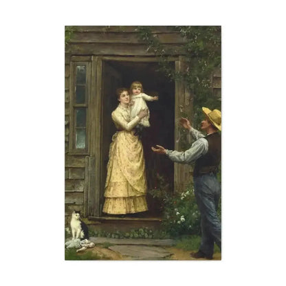 Jennie Augusta Brownscombe (1850-1936) The Homecoming (a classic image of American pioneer life) - 1885 - Canvas Wall Art - The Sticker Space