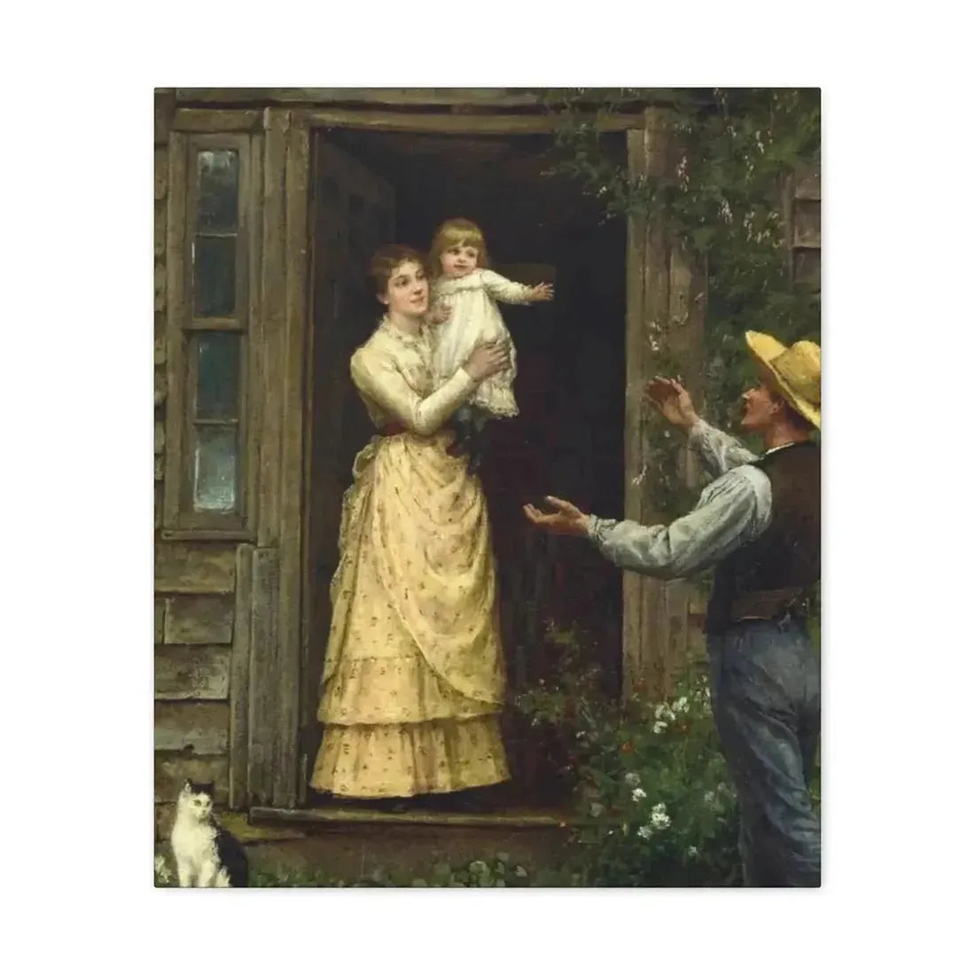Jennie Augusta Brownscombe (1850-1936) The Homecoming (a classic image of American pioneer life) - 1885 - Canvas Wall Art - The Sticker Space