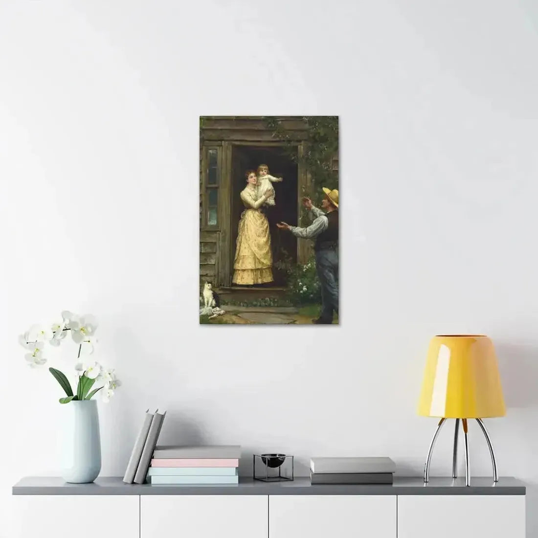 Jennie Augusta Brownscombe (1850-1936) The Homecoming (a classic image of American pioneer life) - 1885 - Canvas Wall Art - The Sticker Space