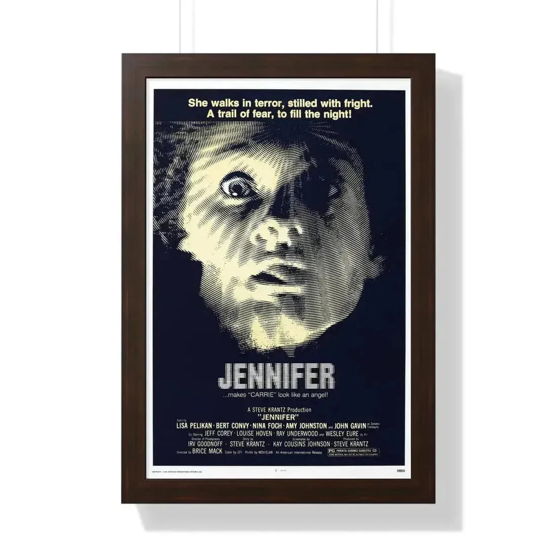 JENNIFER 1978 - Framed Movie Poster 16″ x 24″ Walnut - The Sticker Space