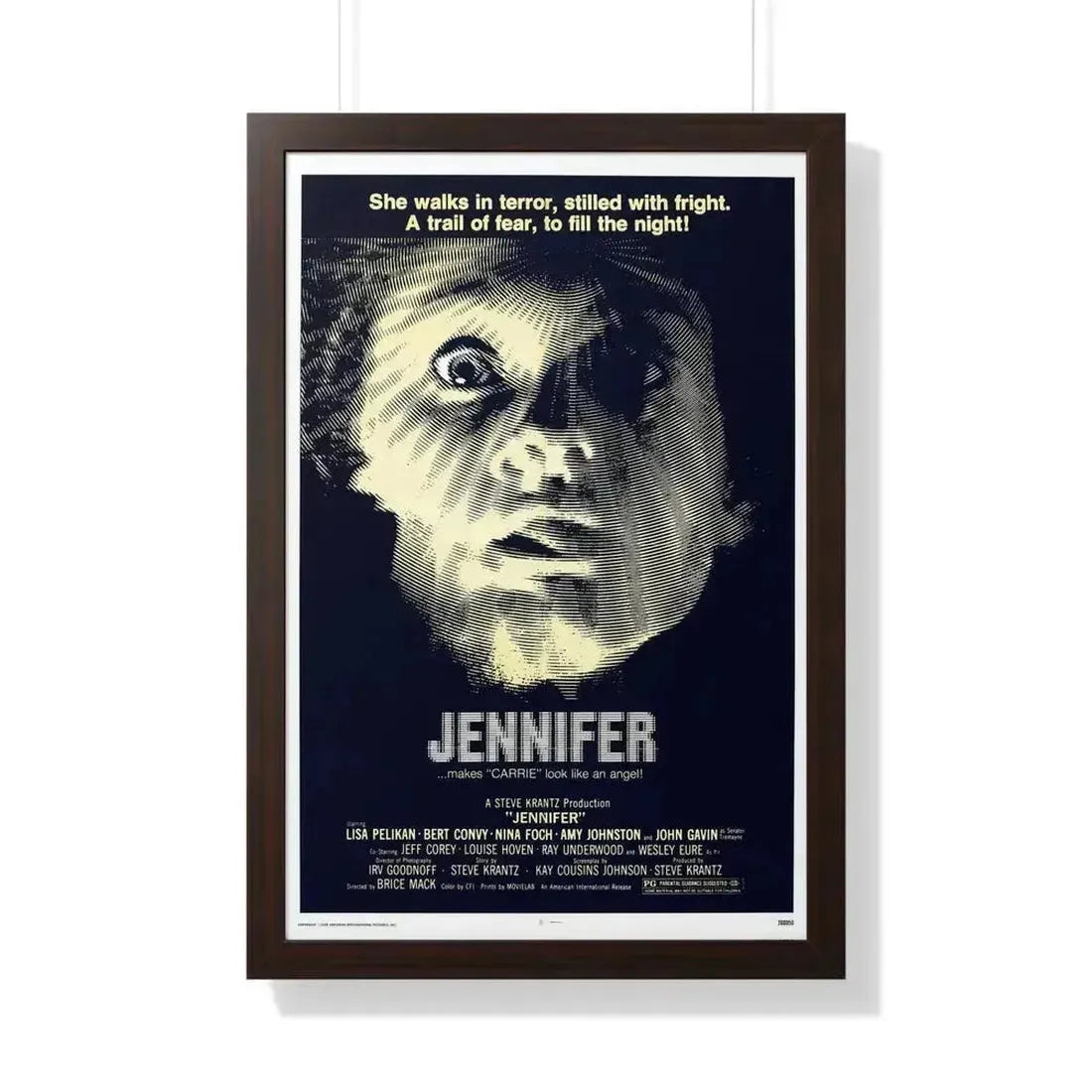 JENNIFER 1978 - Framed Movie Poster 20" x 30" Walnut - The Sticker Space
