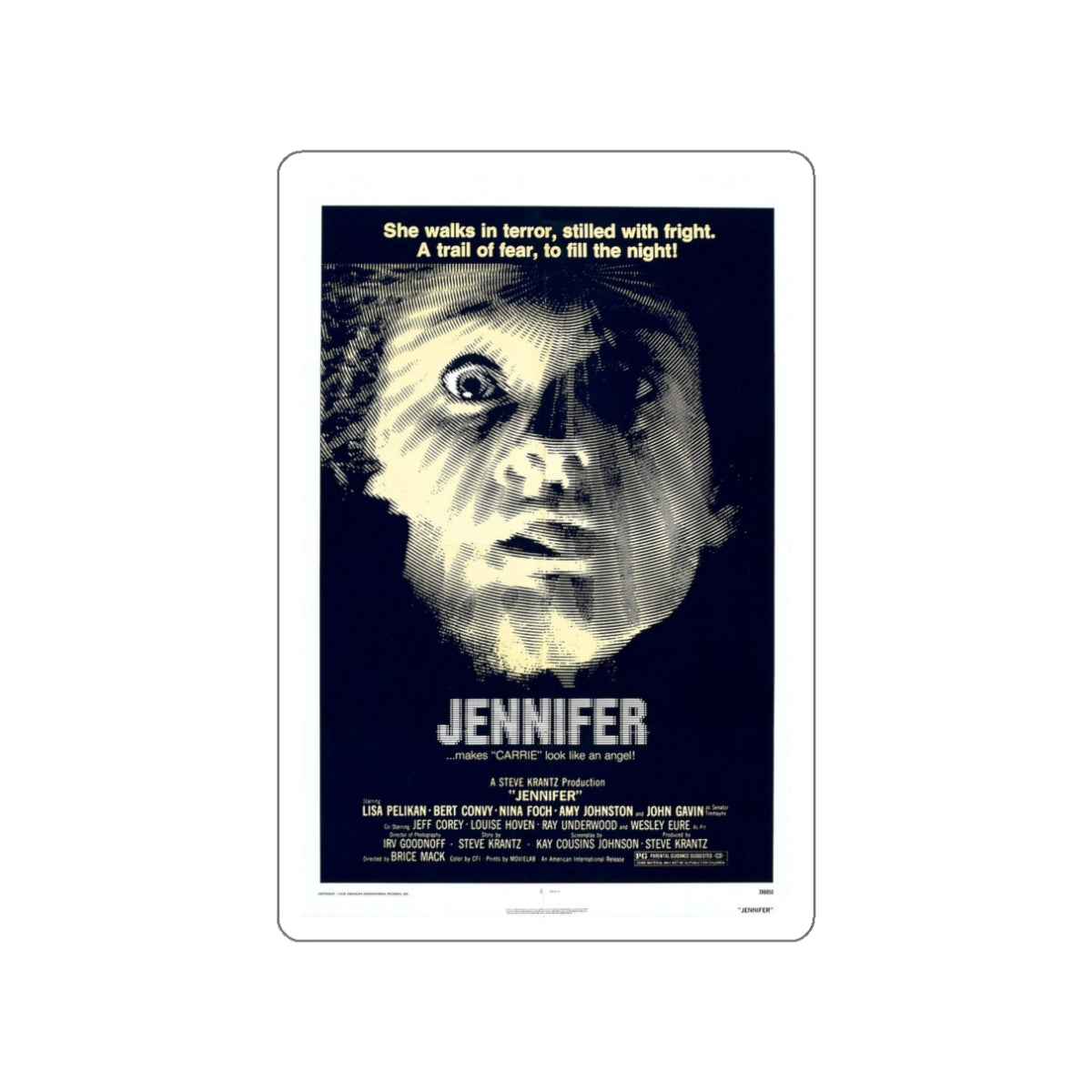 JENNIFER 1978 Movie Poster STICKER Vinyl Die-Cut Decal-3 Inch-The Sticker Space