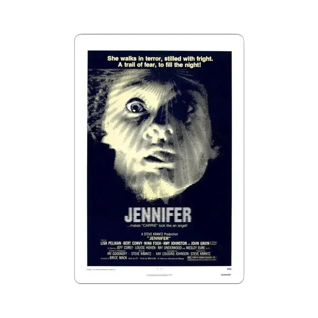 JENNIFER 1978 Movie Poster - STICKER Vinyl Kiss-Cut Decal 6 Inch White - The Sticker Space