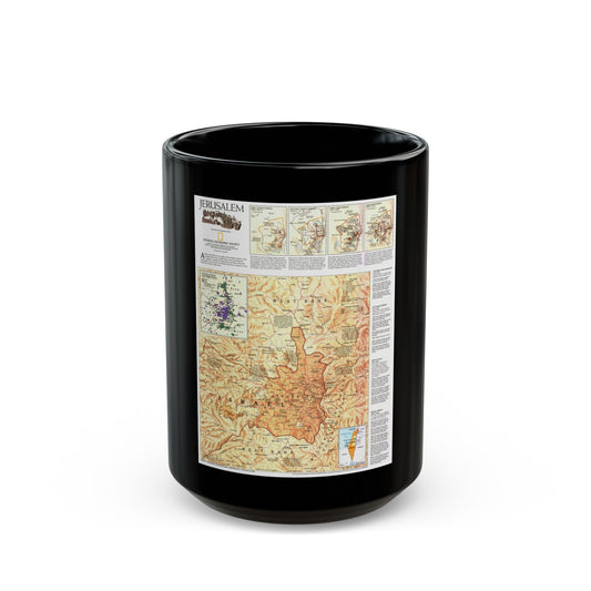 Jerusalem (1996) (Map) Black Coffee Mug-15oz-The Sticker Space