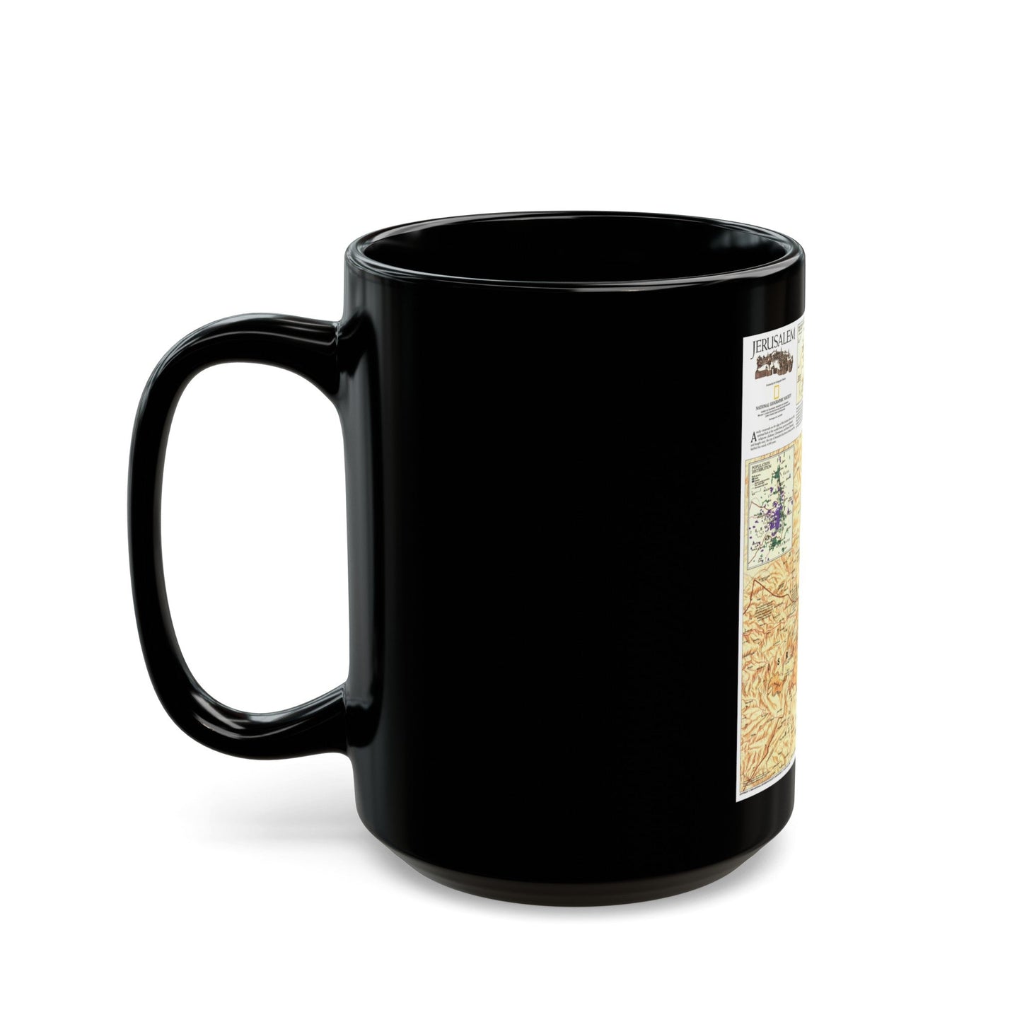 Jerusalem (1996) (Map) Black Coffee Mug-The Sticker Space