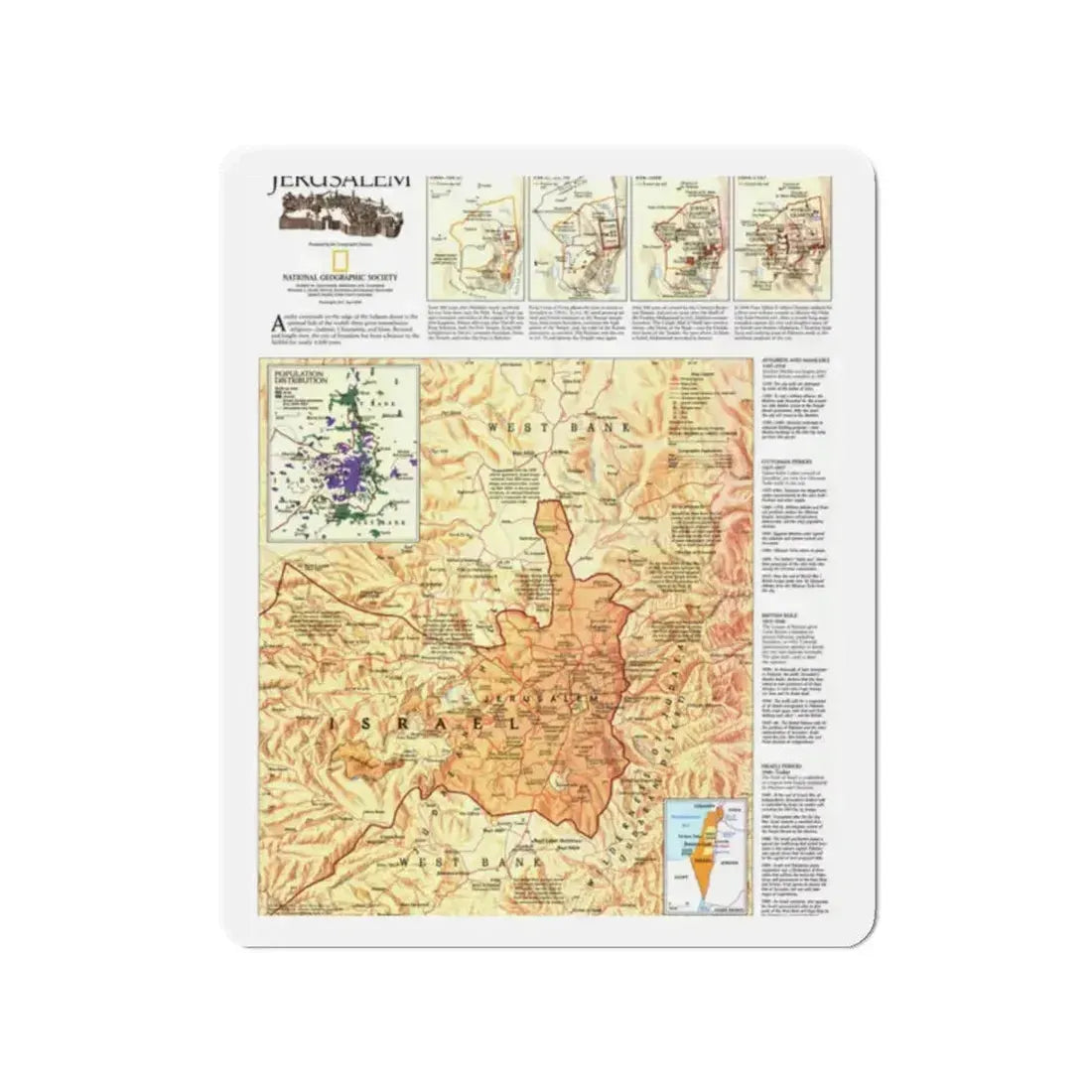 Jerusalem (1996) (Map) Refrigerator Magnet 2 Inch - The Sticker Space