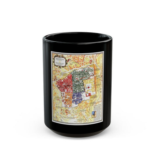 Jerusalem- The Old City (1996) (Map) Black Coffee Mug-15oz-The Sticker Space