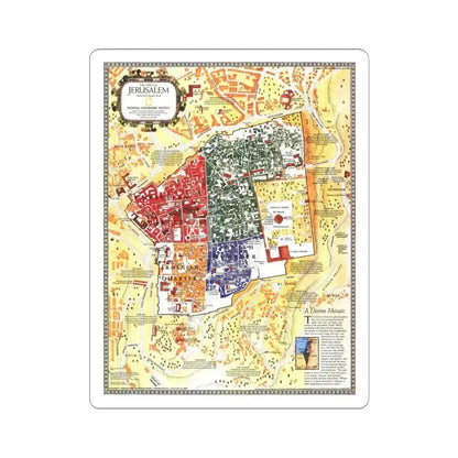 Jerusalem- The Old City (1996) (Map) STICKER Vinyl Kiss-Cut Decal 6 Inch White - The Sticker Space