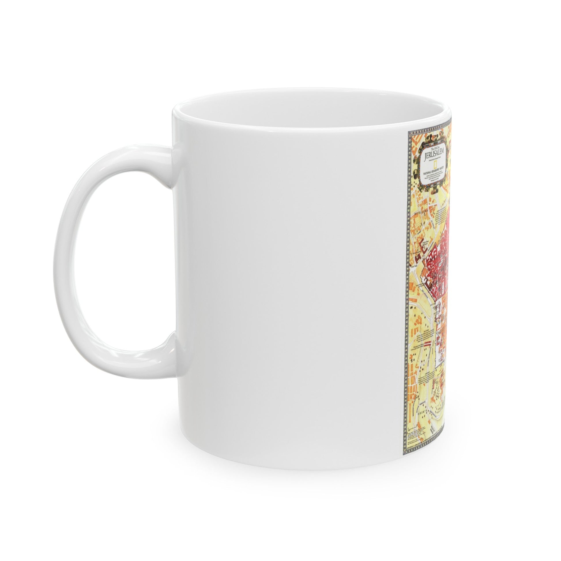 Jerusalem- The Old City (1996) (Map) White Coffee Mug-The Sticker Space