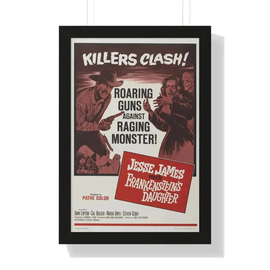 JESSE JAMES MEETS FRANKENSTEIN'S DAUGHTER 1966 - Framed Movie Poster 16″ x 24″ Black - The Sticker Space