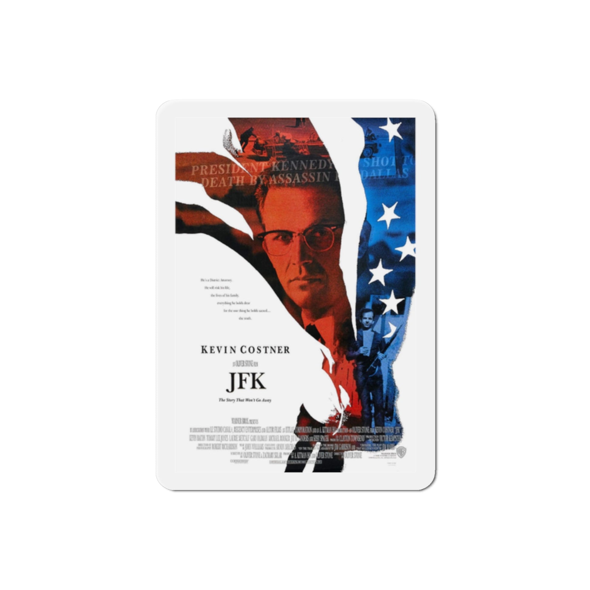 JFK 1991 Movie Poster Die-Cut Magnet-2" x 2"-The Sticker Space