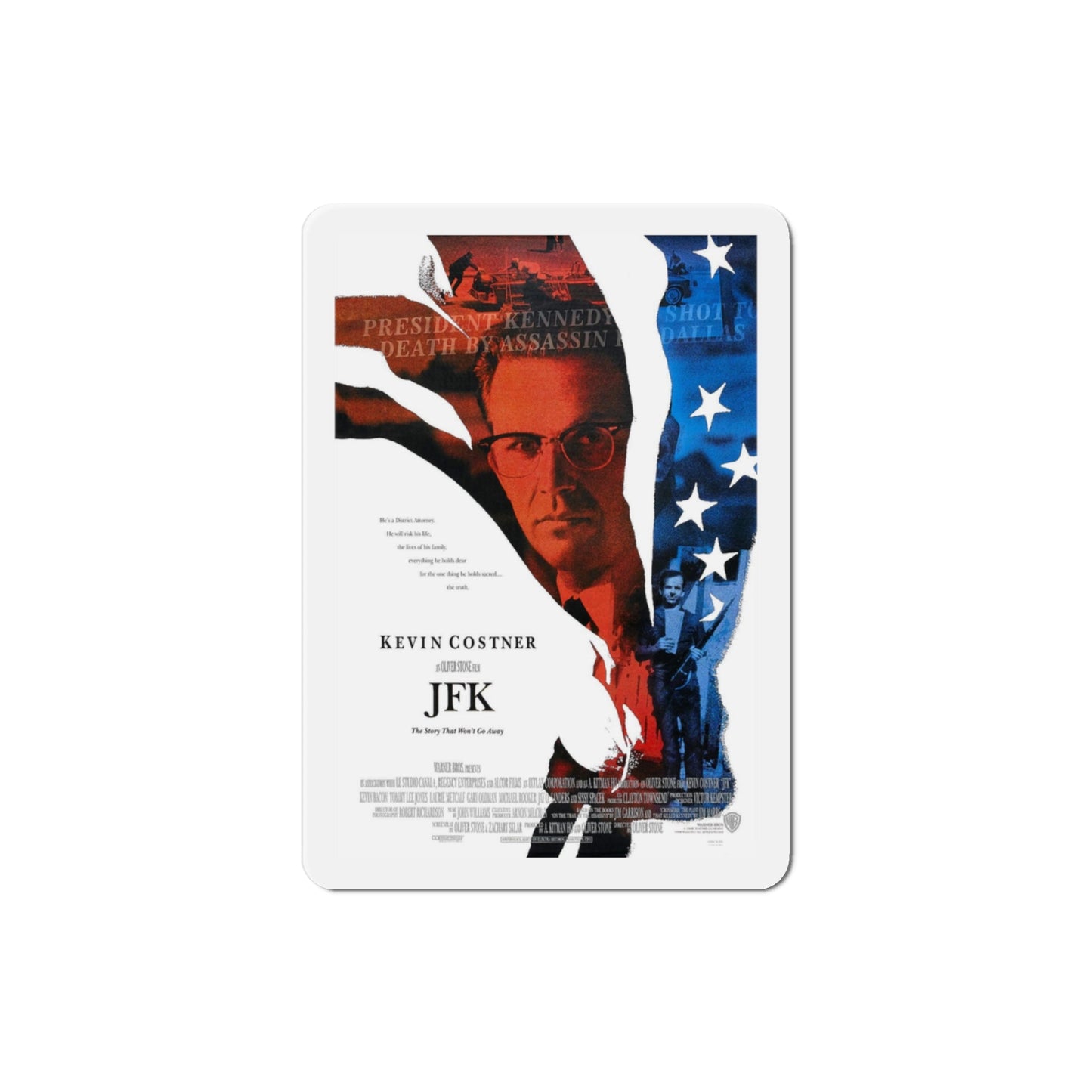 JFK 1991 Movie Poster Die-Cut Magnet-3" x 3"-The Sticker Space