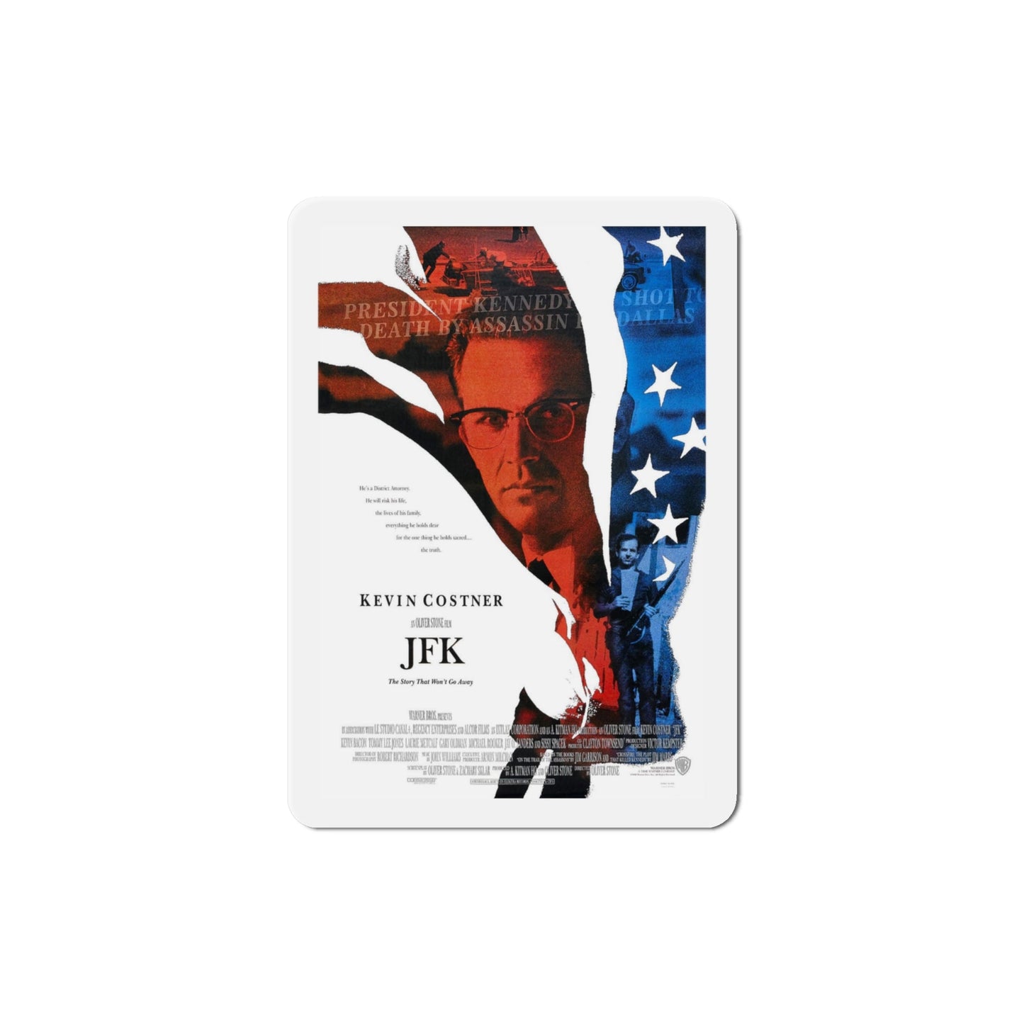 JFK 1991 Movie Poster Die-Cut Magnet-4" x 4"-The Sticker Space