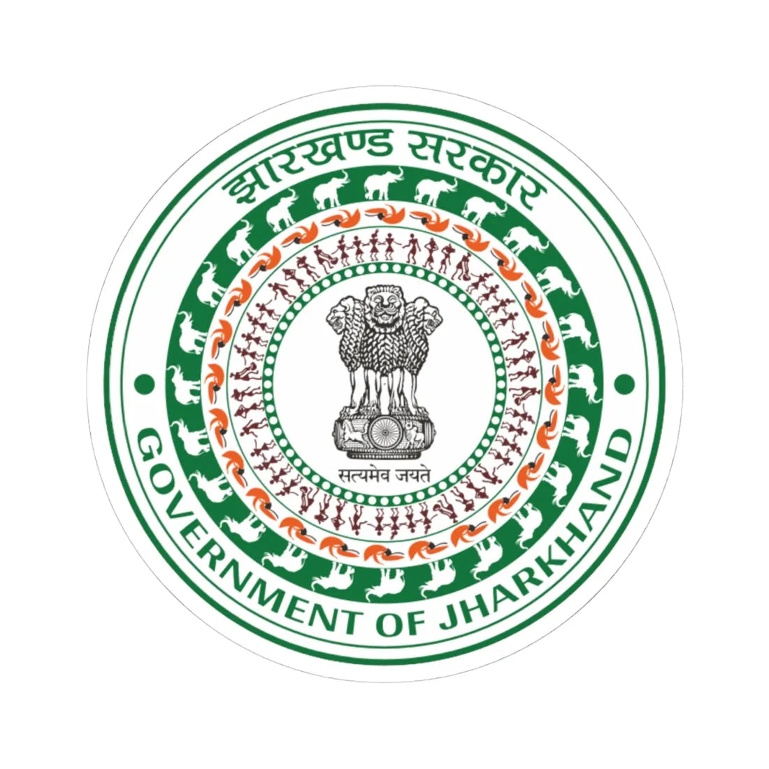 Jharkhand Rajakiya Chihna (India) (Coat of Arms) STICKER Vinyl Kiss-Cut Decal 4 Inch White - The Sticker Space
