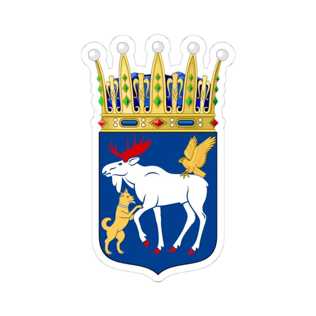 Jämtlands vapen crowned (Sweden) (Coat of Arms) STICKER Vinyl Kiss-Cut Decal 4 Inch White - The Sticker Space