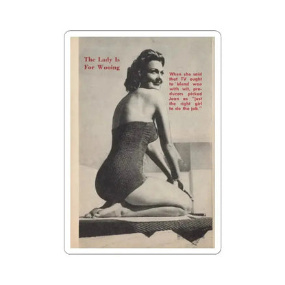 Joan Shawlee #48 - Page 62 - Pages 3 of 3 with, Joan+1 Full Page B&W Photo & Caption from People Today Pocket Mag. 1-26-55 (Vintage Female Icon) STICKER Vinyl Kiss-Cut Decal 4 Inch White - The Sticker Space