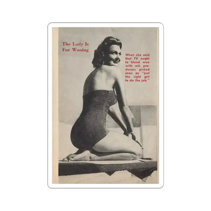 Joan Shawlee #48 - Page 62 - Pages 3 of 3 with, Joan+1 Full Page B&W Photo & Caption from People Today Pocket Mag. 1-26-55 (Vintage Female Icon) STICKER Vinyl Kiss-Cut Decal 6 Inch White - The Sticker Space