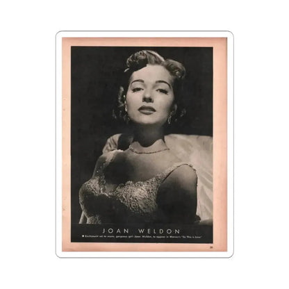 Joan Weldon #27 - 50's B&W 8.5x10.5 Era Mag. Glamour Photo (Vintage Female Icon) STICKER Vinyl Kiss-Cut Decal 4 Inch White - The Sticker Space