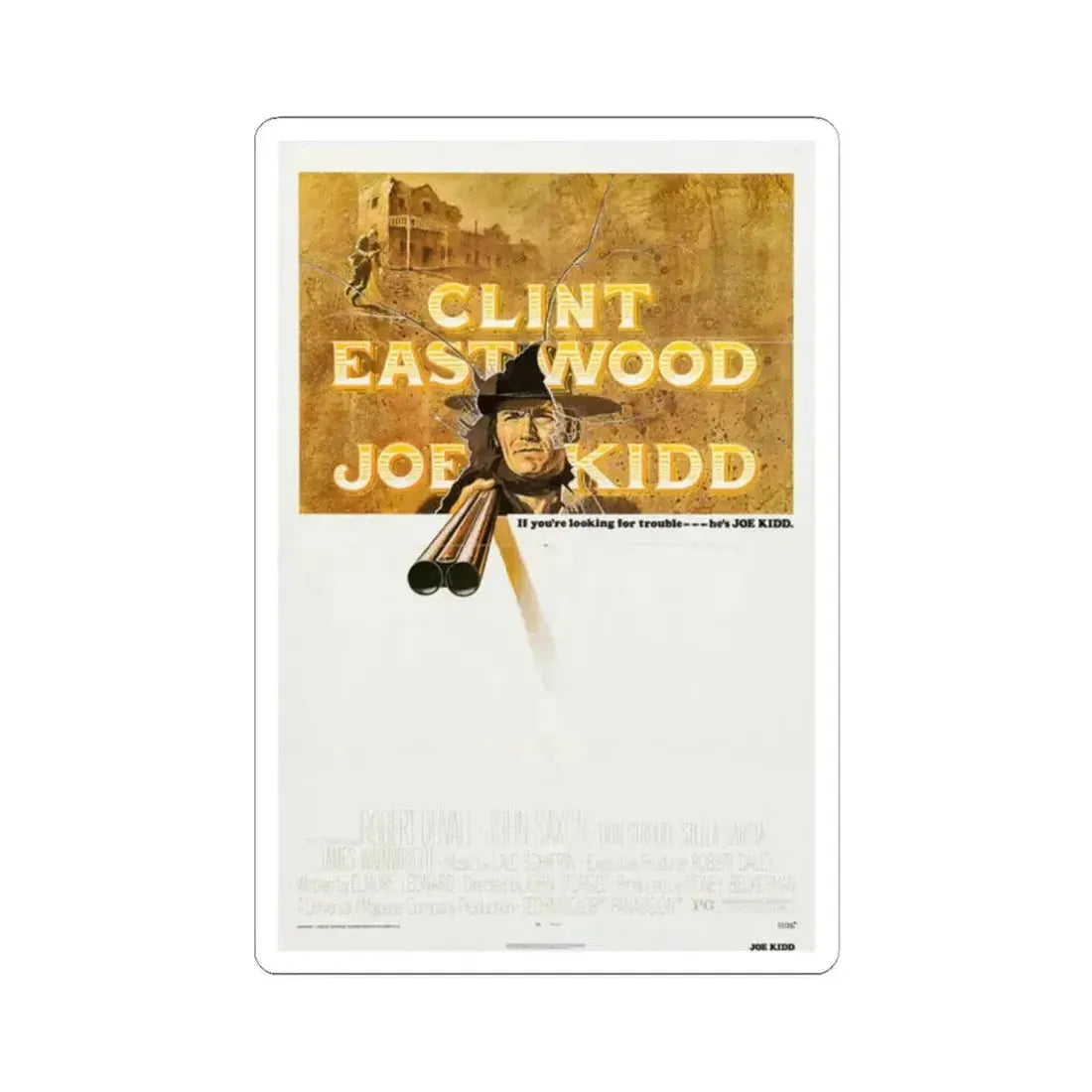 Joe Kidd 1972 Movie Poster - STICKER Vinyl Kiss-Cut Decal 2 Inch White - The Sticker Space