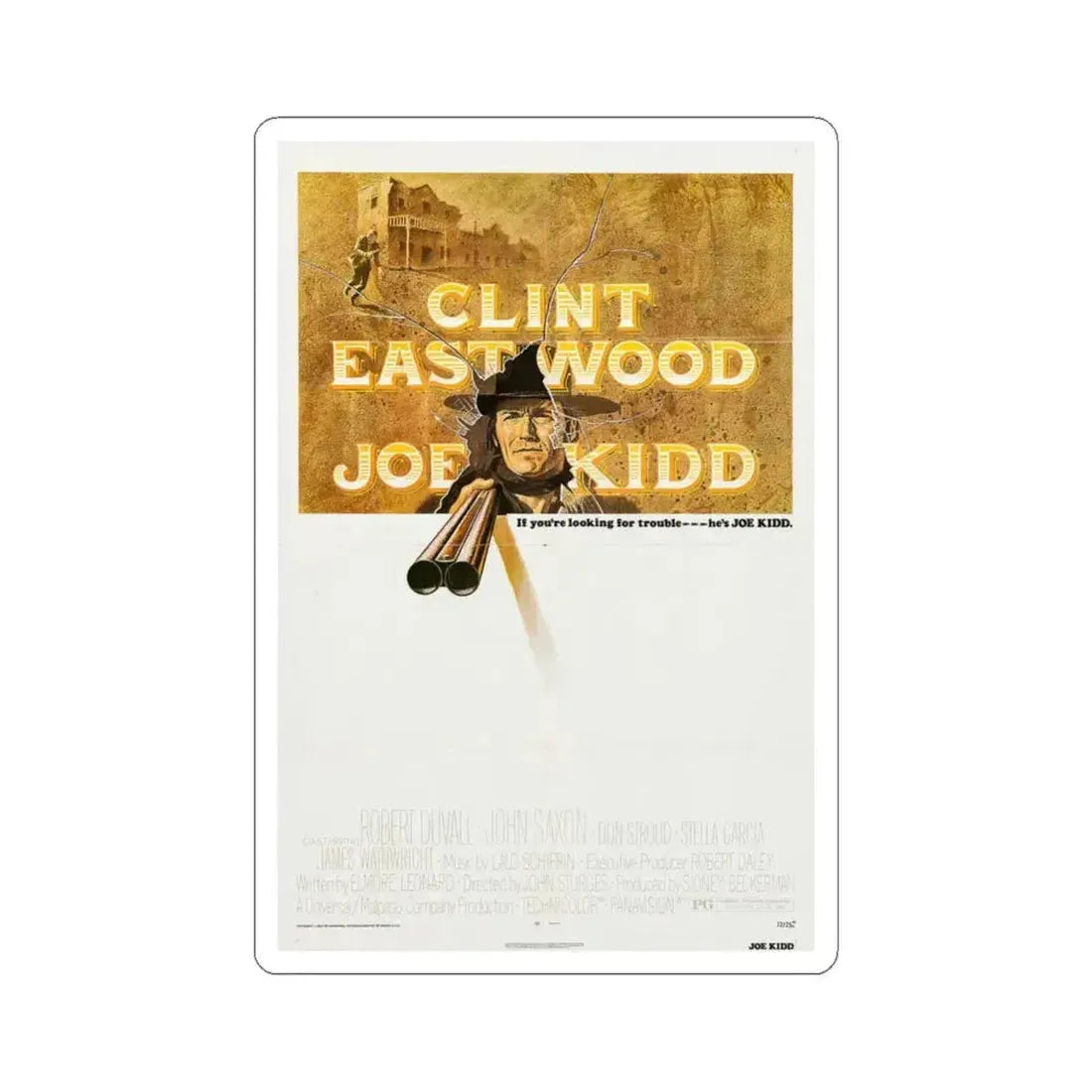 Joe Kidd 1972 Movie Poster - STICKER Vinyl Kiss-Cut Decal 6 Inch White - The Sticker Space